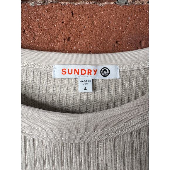 Anthropologie Sundry Ribbed Long Sleeve Tee in Coconut Sz 4 XL - Picture 3 of 9
